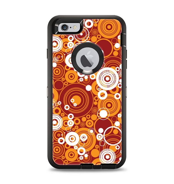 The Abstract Vector Gold & White Circle Swirls Apple iPhone 6 Plus Otterbox Defender Case Skin Set