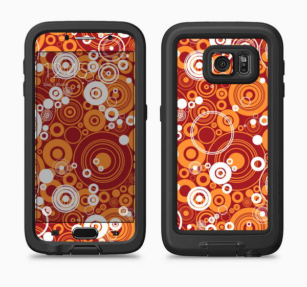 The Abstract Vector Gold & White Circle Swirls Full Body Samsung Galaxy S6 LifeProof Fre Case Skin Kit