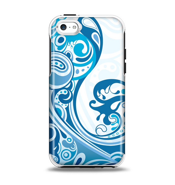 The Abstract Vibrant Blue Swirled Apple iPhone 5c Otterbox Symmetry Case Skin Set