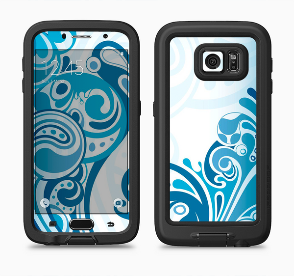 The Abstract Vibrant Blue Swirled Full Body Samsung Galaxy S6 LifeProof Fre Case Skin Kit