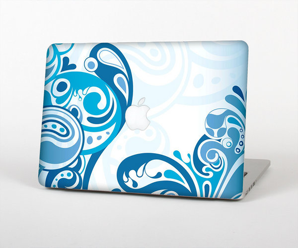 The Abstract Vibrant Blue Swirled Skin Set for the Apple MacBook Air 13"