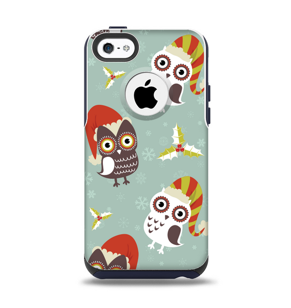 The Abstract Vintage Christmas Owls Apple iPhone 5c Otterbox Commuter Case Skin Set