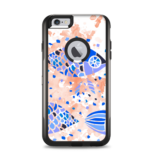 The Abstract White and Blue Fish Fossil Apple iPhone 6 Plus Otterbox Commuter Case Skin Set