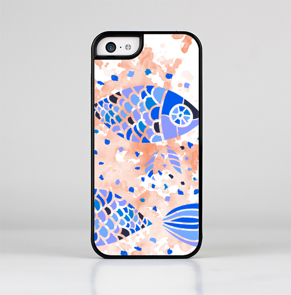 The Abstract White and Blue Fish Fossil Skin-Sert Case for the Apple iPhone 5c