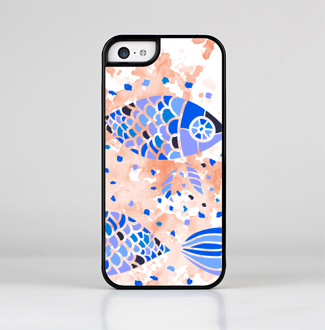 The Abstract White and Blue Fish Fossil Skin-Sert Case for the Apple iPhone 5c