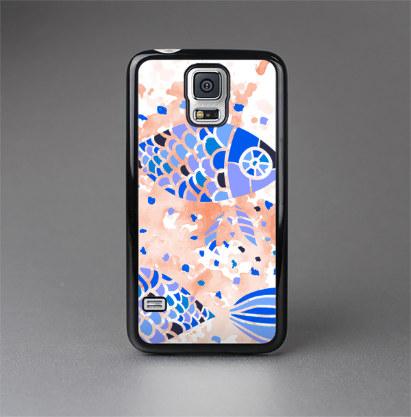 The Abstract White and Blue Fish Fossil Skin-Sert Case for the Samsung Galaxy S5