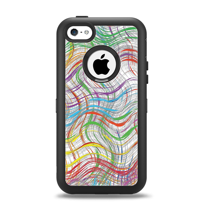 The Abstract Woven Color Pattern Apple iPhone 5c Otterbox Defender Case Skin Set