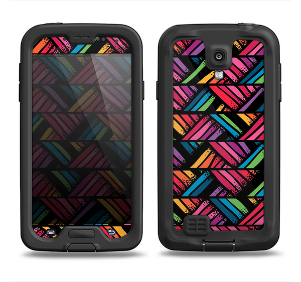 The Abstract Zig Zag Color Pattern Samsung Galaxy S4 LifeProof Nuud Case Skin Set