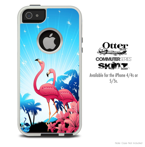 The Abstrct Blue Flamingo Skin For The iPhone 4-4s or 5-5s Otterbox Commuter Case