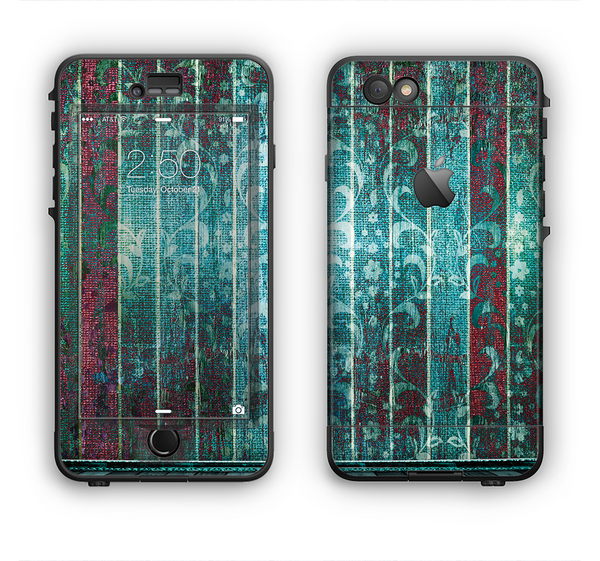 The Aged Blue Victorian Striped Wall Apple iPhone 6 Plus LifeProof Nuud Case Skin Set