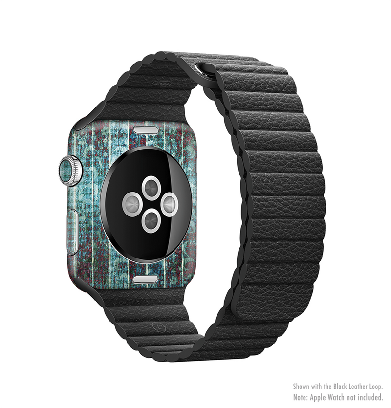 The Aged Blue Victorian Striped Wall Full-Body Skin Kit for the Apple Watch