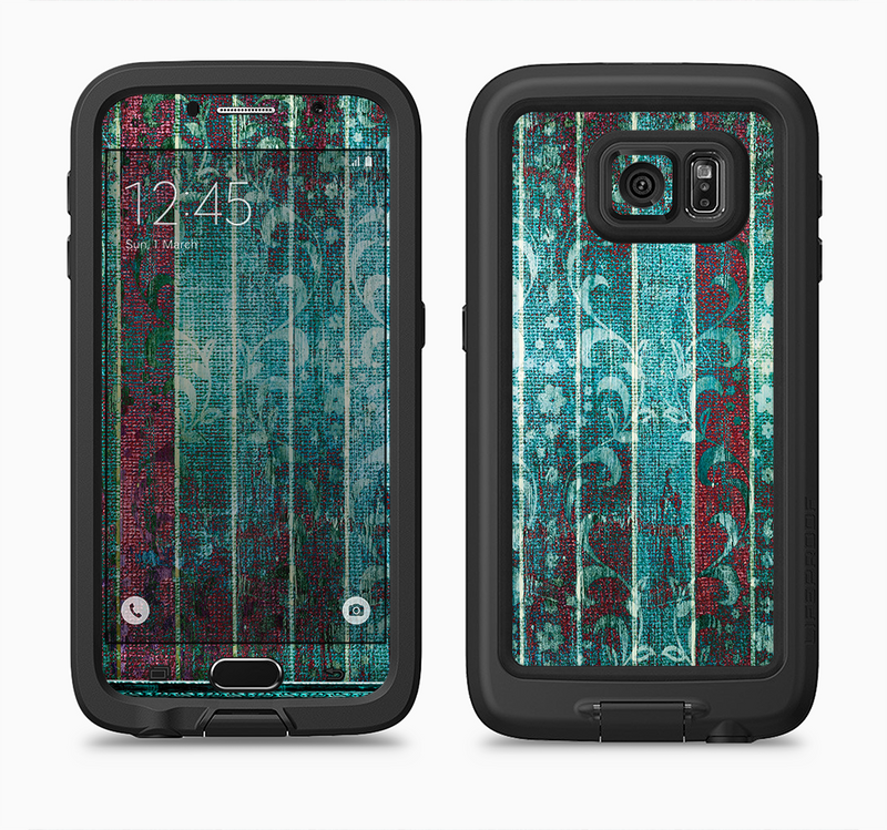 The Aged Blue Victorian Striped Wall Full Body Samsung Galaxy S6 LifeProof Fre Case Skin Kit