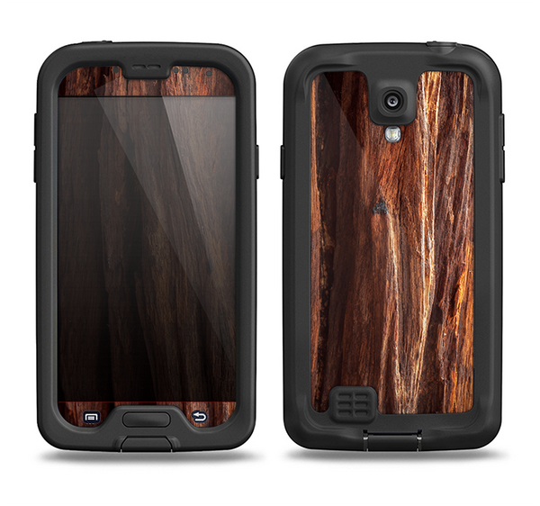 The Aged RedWood Texture Samsung Galaxy S4 LifeProof Nuud Case Skin Set