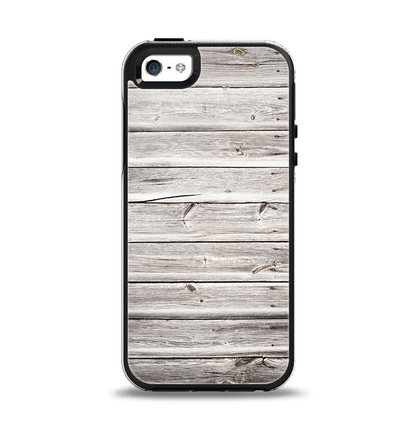 The Aged White Wood Planks Apple iPhone 5-5s Otterbox Symmetry Case Skin Set