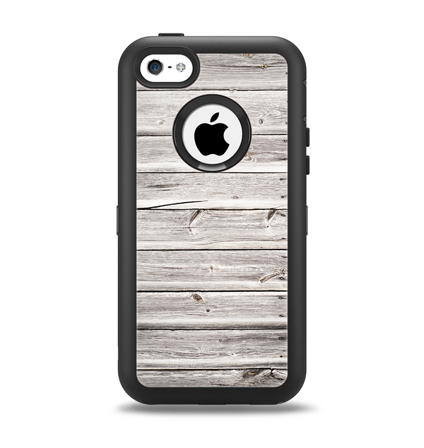 The Aged White Wood Planks Apple iPhone 5c Otterbox Defender Case Skin Set