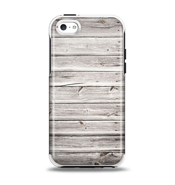 The Aged White Wood Planks Apple iPhone 5c Otterbox Symmetry Case Skin Set