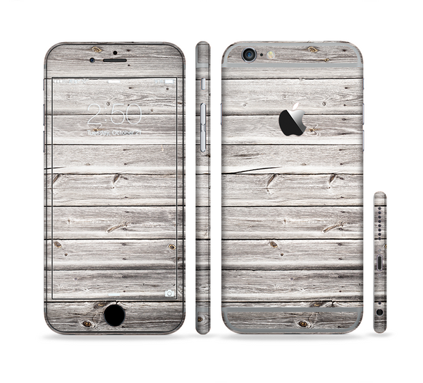 The Aged White Wood Planks Sectioned Skin Series for the Apple iPhone 6