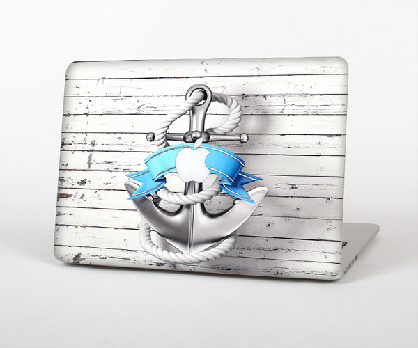 The Aged White Wood With Anchor Skin Set for the Apple MacBook Air 13"