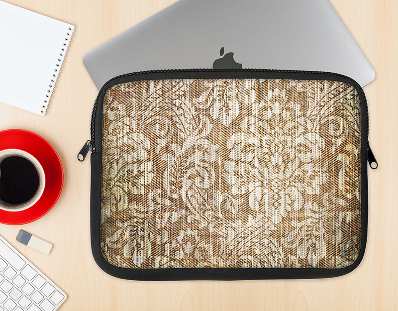 The Antique Floral Lace Pattern Ink-Fuzed NeoPrene MacBook Laptop Sleeve