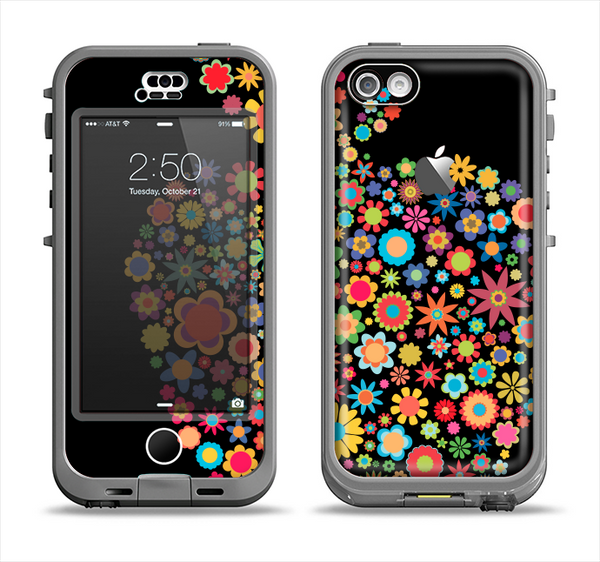 The Apple Icon Floral Collage Apple iPhone 5c LifeProof Nuud Case Skin Set