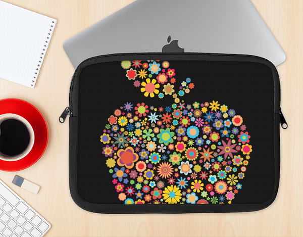 The Apple Icon Floral Collage Ink-Fuzed NeoPrene MacBook Laptop Sleeve