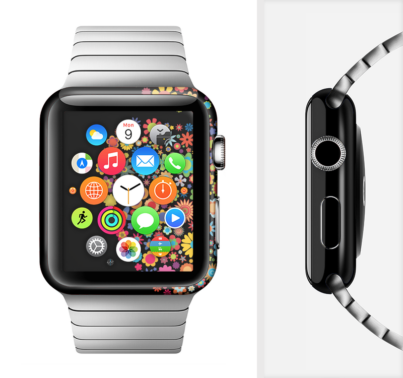 The Apple Icon Floral Collage Full-Body Skin Kit for the Apple Watch