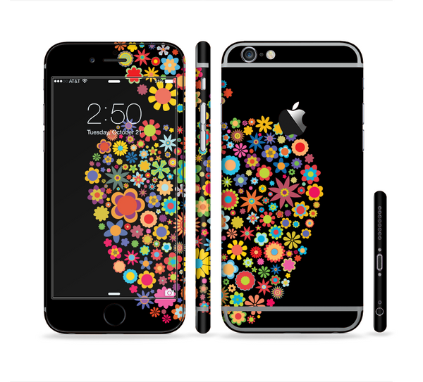 The Apple Icon Floral Collage Sectioned Skin Series for the Apple iPhone 6
