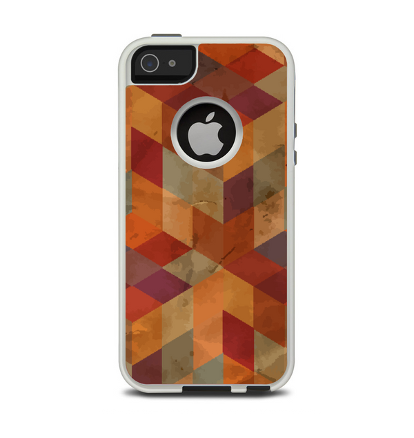 The Autumn Colored Geometric Pattern Apple iPhone 5-5s Otterbox Commuter Case Skin Set