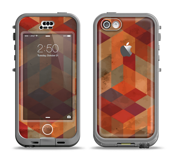 The Autumn Colored Geometric Pattern Apple iPhone 5c LifeProof Nuud Case Skin Set