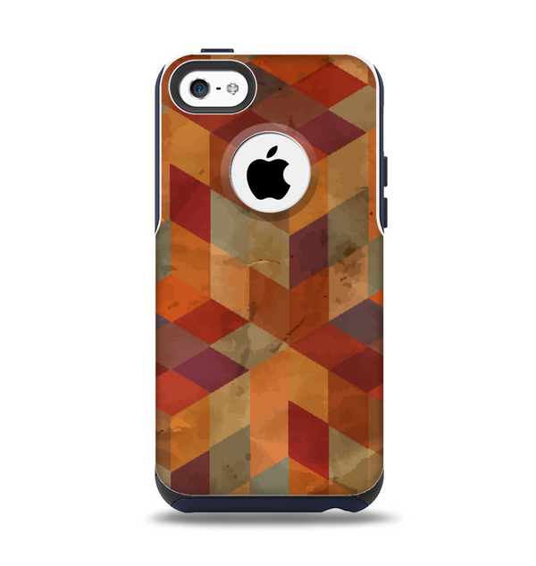 The Autumn Colored Geometric Pattern Apple iPhone 5c Otterbox Commuter Case Skin Set