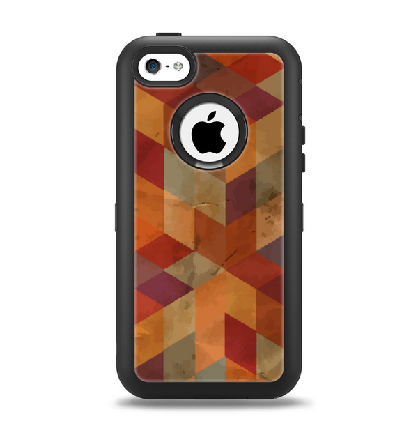 The Autumn Colored Geometric Pattern Apple iPhone 5c Otterbox Defender Case Skin Set