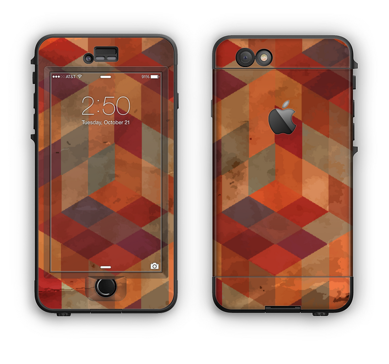 The Autumn Colored Geometric Pattern Apple iPhone 6 LifeProof Nuud Case Skin Set
