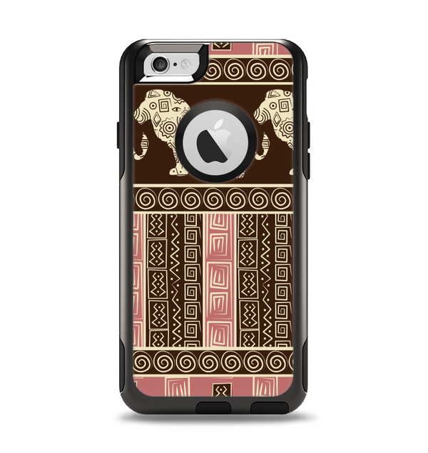 The Aztec Pink & Brown Lion Pattern Apple iPhone 6 Otterbox Commuter Case Skin Set