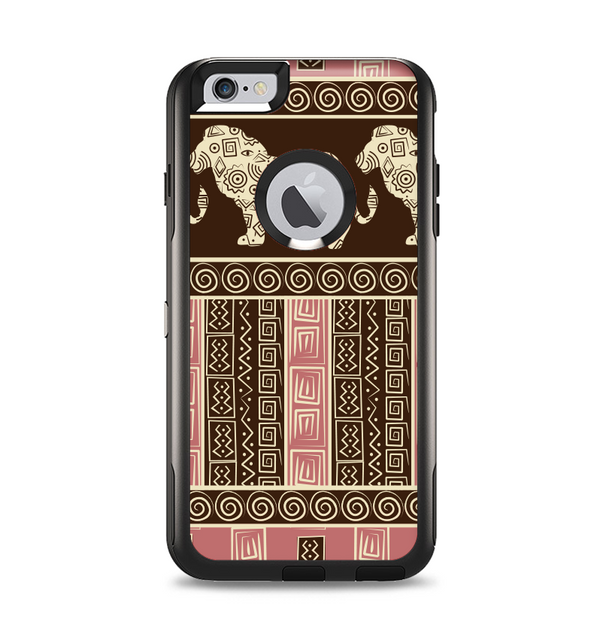 The Aztec Pink & Brown Lion Pattern Apple iPhone 6 Plus Otterbox Commuter Case Skin Set