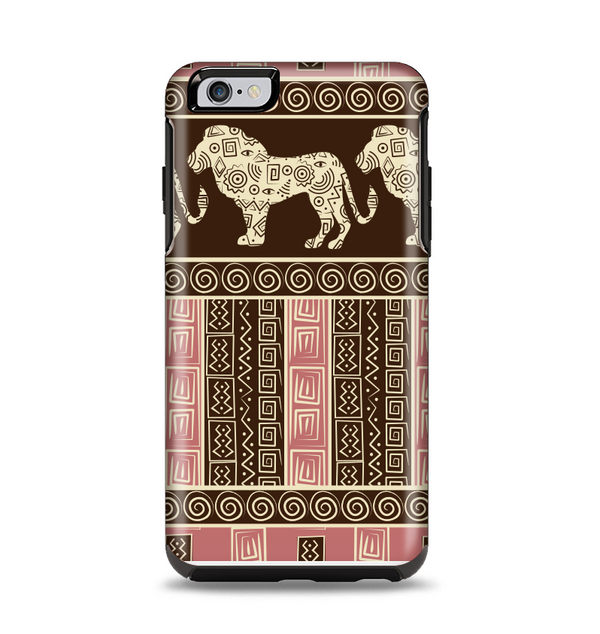 The Aztec Pink & Brown Lion Pattern Apple iPhone 6 Plus Otterbox Symmetry Case Skin Set