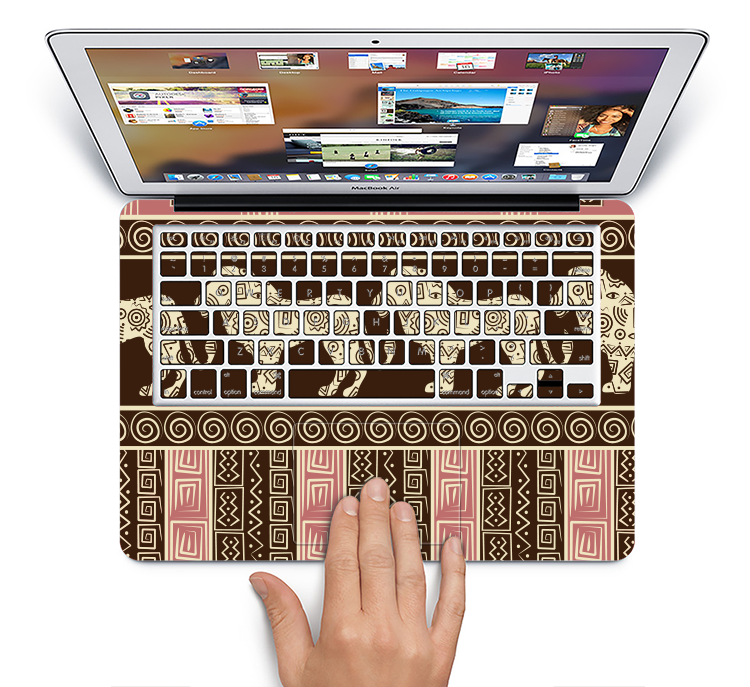 The Aztec Pink & Brown Lion Pattern Skin Set for the Apple MacBook Air 11"