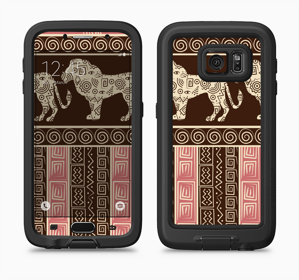The Aztec Pink & Brown Lion Pattern Full Body Samsung Galaxy S6 LifeProof Fre Case Skin Kit