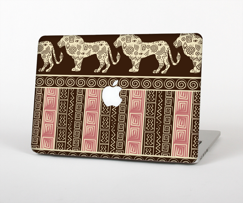 The Aztec Pink & Brown Lion Pattern Skin Set for the Apple MacBook Air 11"