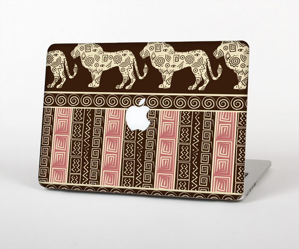 The Aztec Pink & Brown Lion Pattern Skin Set for the Apple MacBook Pro 13" with Retina Display