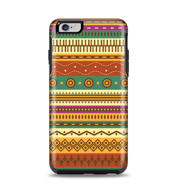 The Aztec Tribal Vintage Tan and Gold Pattern V6 Apple iPhone 6 Plus Otterbox Symmetry Case Skin Set