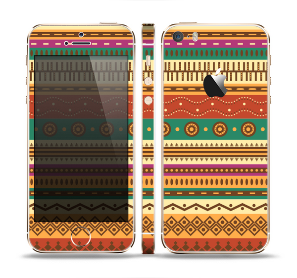 The Aztec Tribal Vintage Tan and Gold Pattern V6 Skin Set for the Apple iPhone 5s