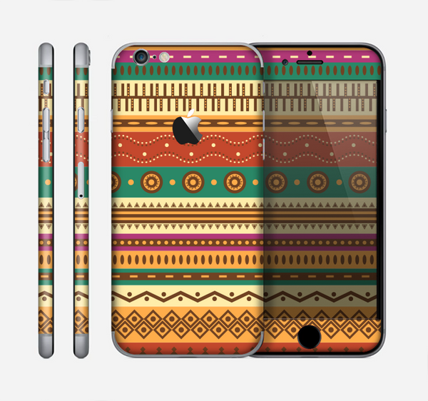 The Aztec Tribal Vintage Tan and Gold Pattern V6 Skin for the Apple iPhone 6
