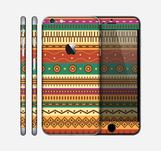 The Aztec Tribal Vintage Tan and Gold Pattern V6 Skin for the Apple iPhone 6 Plus
