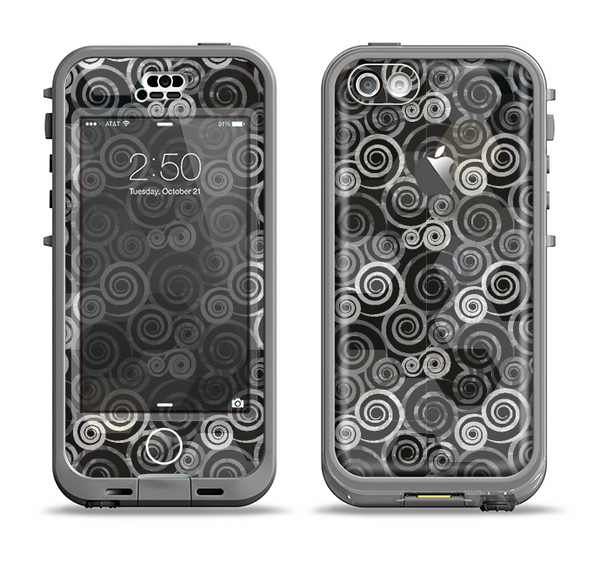 The Back & White Abstract Swirl Pattern Apple iPhone 5c LifeProof Nuud Case Skin Set