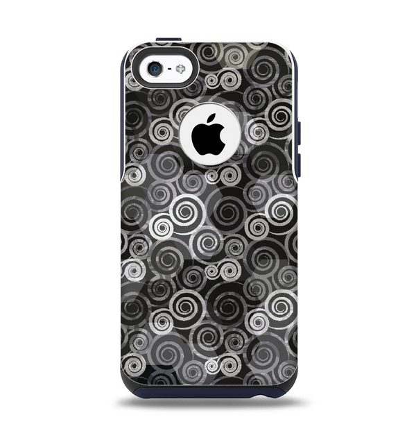 The Back & White Abstract Swirl Pattern Apple iPhone 5c Otterbox Commuter Case Skin Set