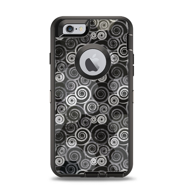 The Back & White Abstract Swirl Pattern Apple iPhone 6 Otterbox Defender Case Skin Set