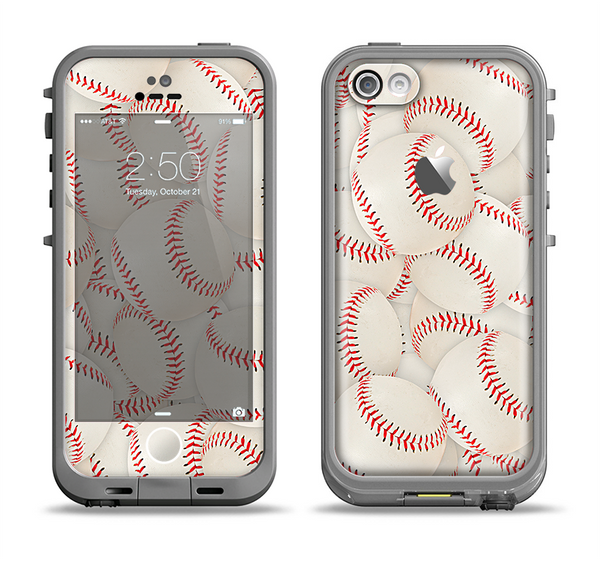 The Baseball Overlay Apple iPhone 5c LifeProof Fre Case Skin Set