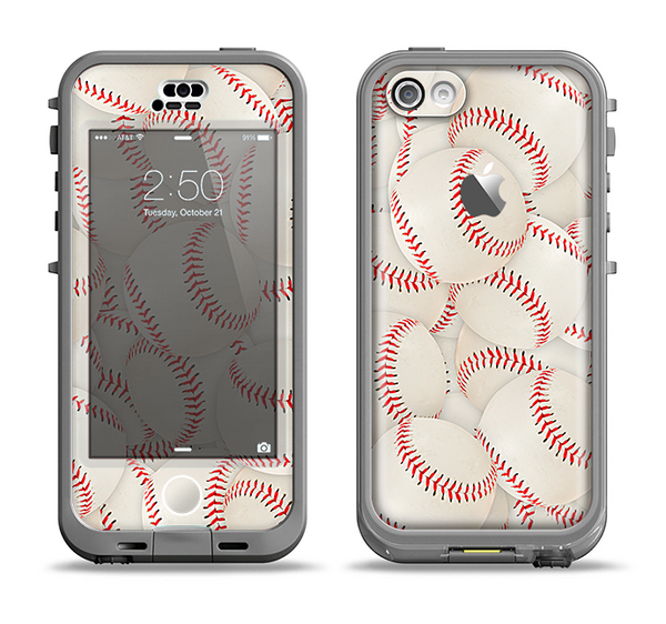 The Baseball Overlay Apple iPhone 5c LifeProof Nuud Case Skin Set