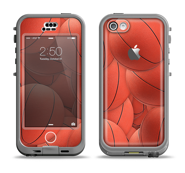 The Basketball Overlay Apple iPhone 5c LifeProof Nuud Case Skin Set