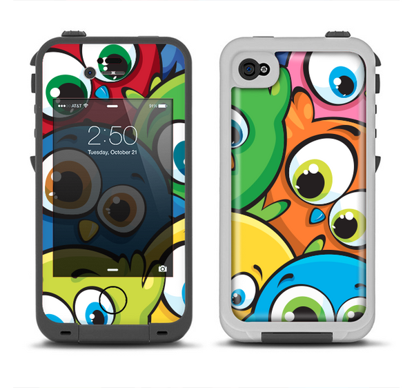 The Big-Eyed Highlighted Cartoon Birds Apple iPhone 4-4s LifeProof Fre Case Skin Set